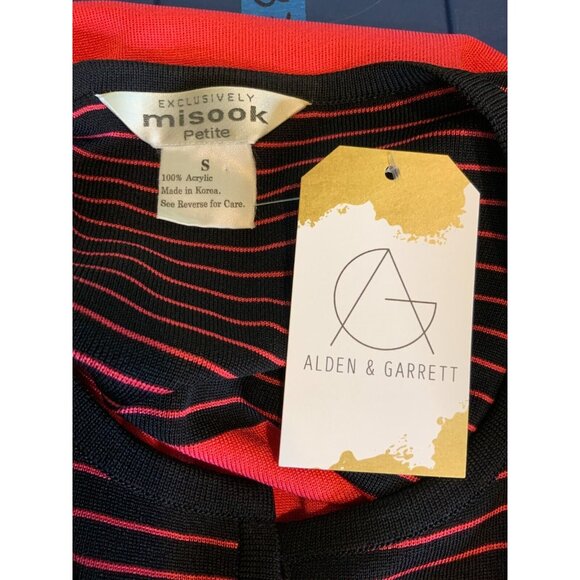 Exclusively Misook Pink Blue Striped Cardigan Sweater Petite, Size Small - Picture 5 of 5